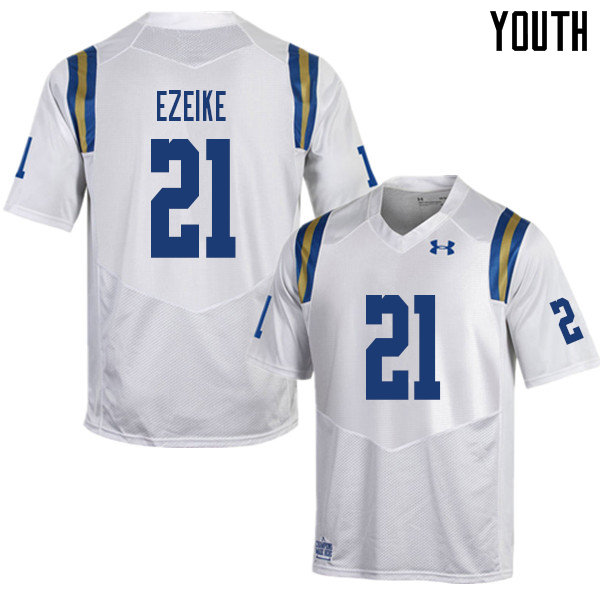 Youth #21 Michael Ezeike UCLA Bruins College Football Jerseys Sale-White - Click Image to Close